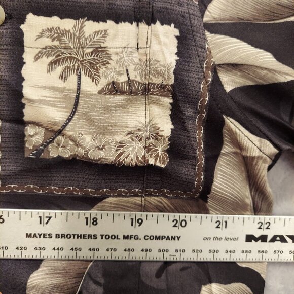 Croft & Barrow Mens M Black Grey Palm Hawaiian Button Up Short Sleeve Casual vac - Picture 8 of 11